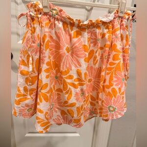 Aerie Floral Pink Orange and White Skirt with Liner Side Ties size M